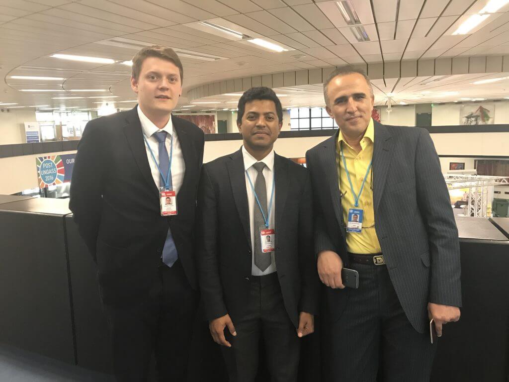 Group picture of three men who participated in the Envidatec Energy Efficiency Project for the cement industries in Iran, supported by UNIDO.